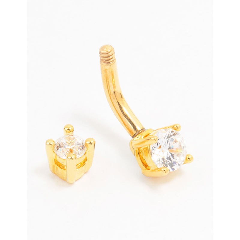Gold Plated Titanium Mini Double Round Bellybar