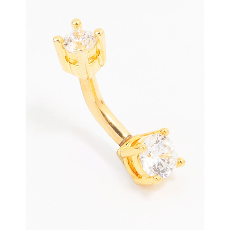 Gold Plated Titanium Mini Double Round Bellybar
