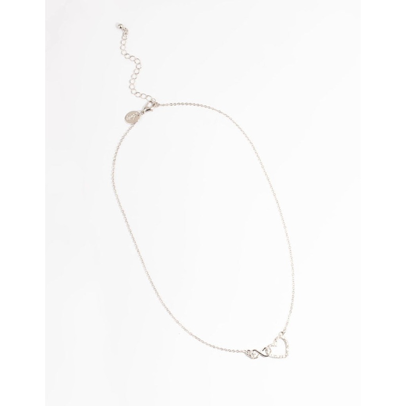 Silver Heart & Infinity Diamante Necklace