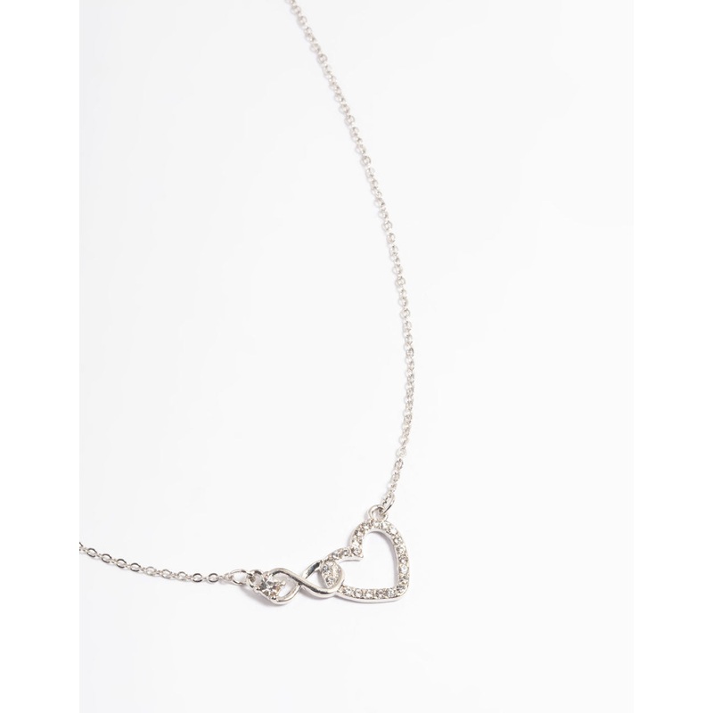 Silver Heart & Infinity Diamante Necklace