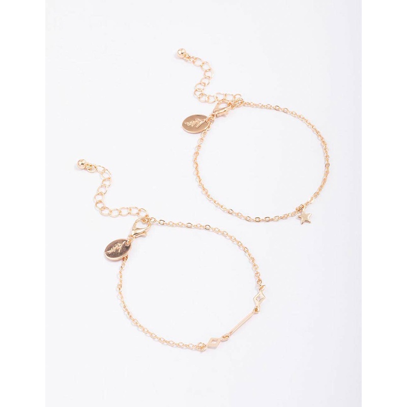 Gold Geometric Chain Star Bracelet Pack
