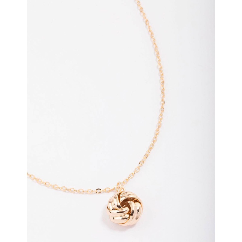 Gold Open Rope Knotted Pendant Necklace