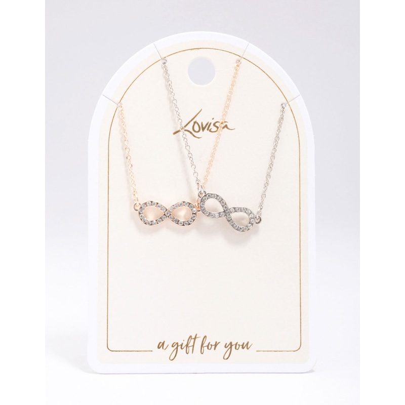 Gold & Silver Infinity Diamante Necklace Pack