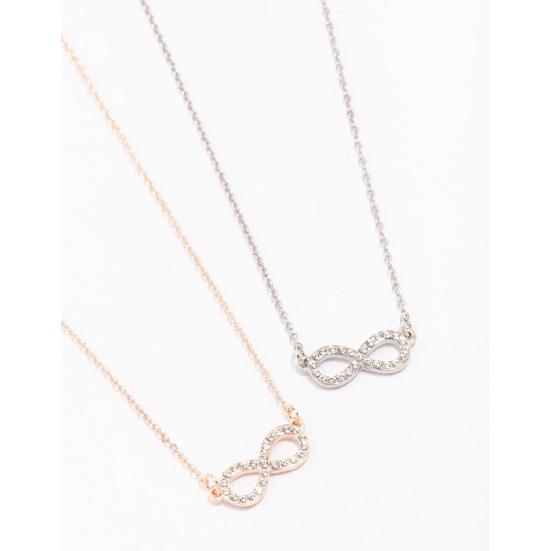 Gold & Silver Infinity Diamante Necklace Pack