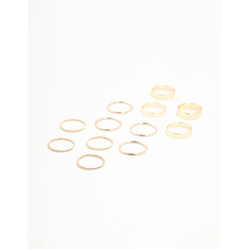 Gold Thick & Simple Rings 12-Pack
