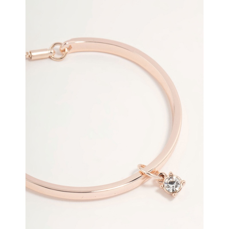 Rose Gold Solitaire Diamante Toggle Bracelet