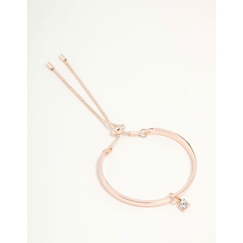 Rose Gold Solitaire Diamante Toggle Bracelet