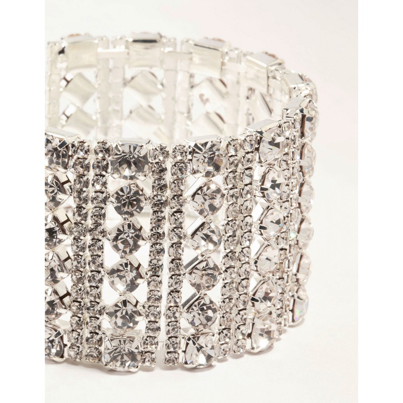 Silver Diamante Caged Wrist Cuff