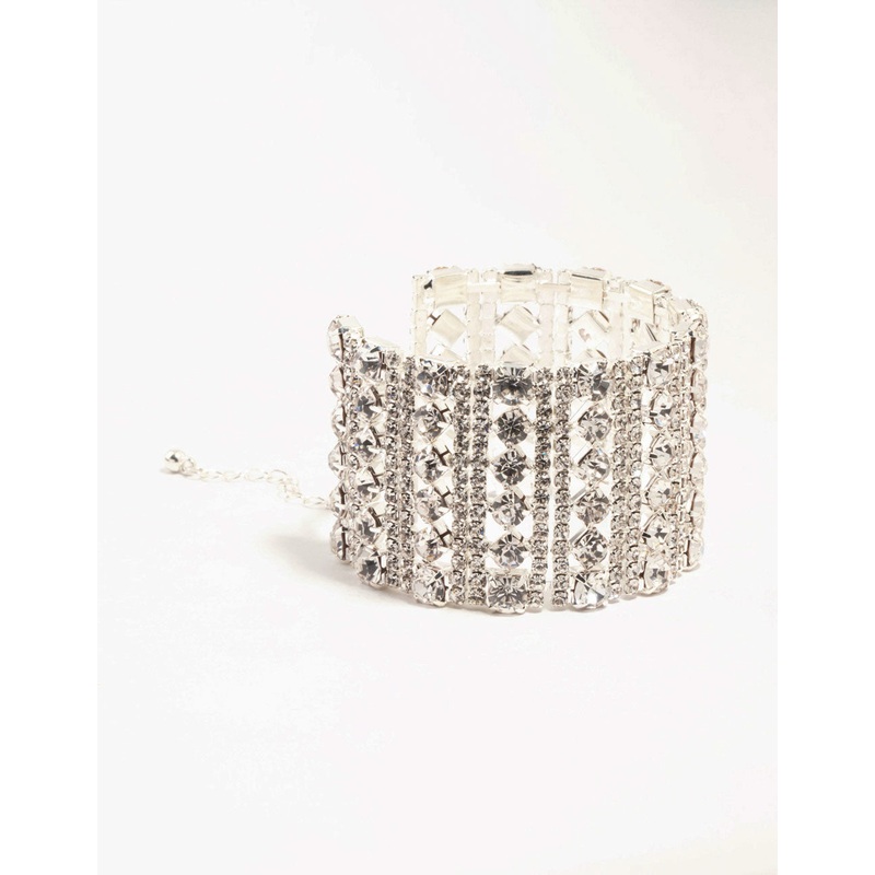 Silver Diamante Caged Wrist Cuff
