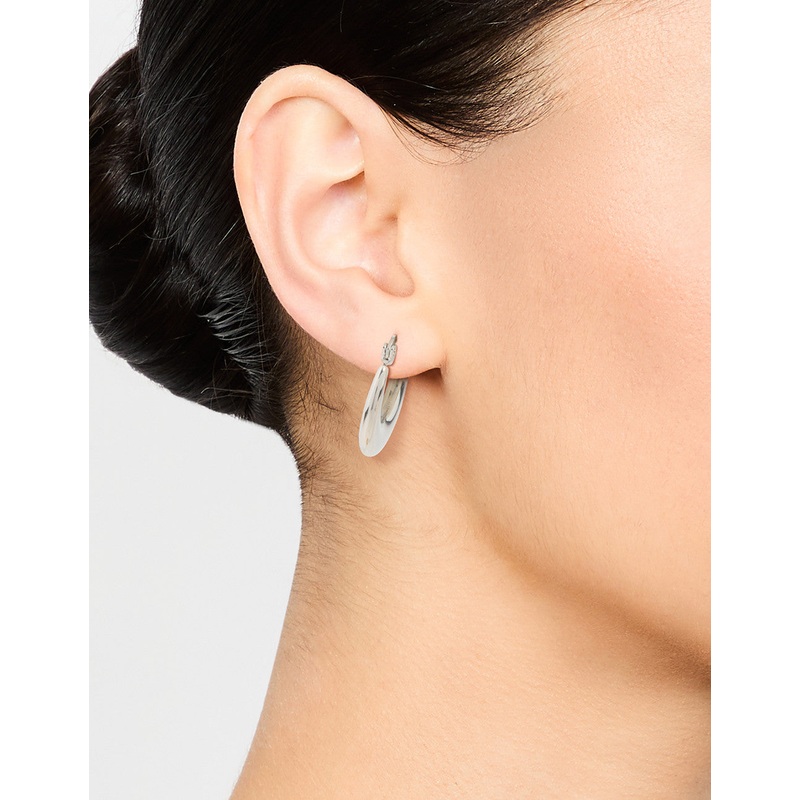 Waterproof Stainless Steel Flat Crescent Hoop Earrings