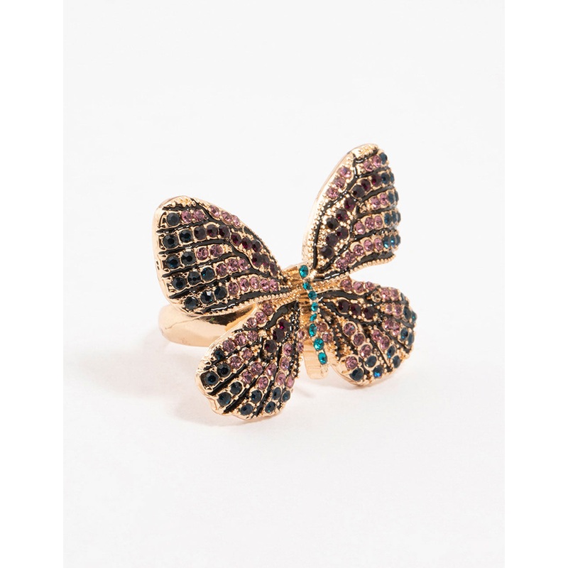 Gold Jeweled Butterfly Ring|SM|ML