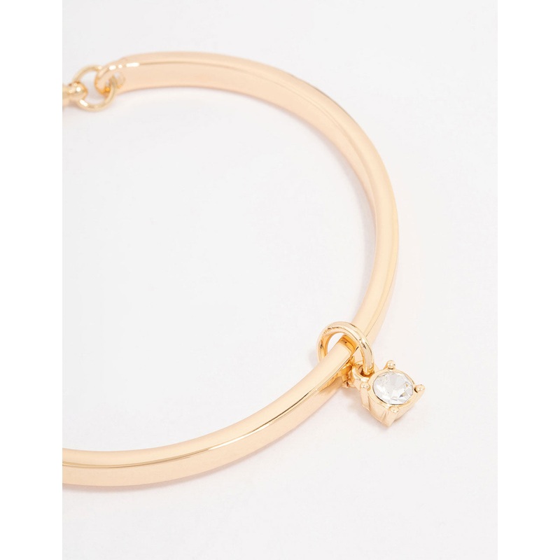Gold Solitaire Crystal Toggle Bracelet