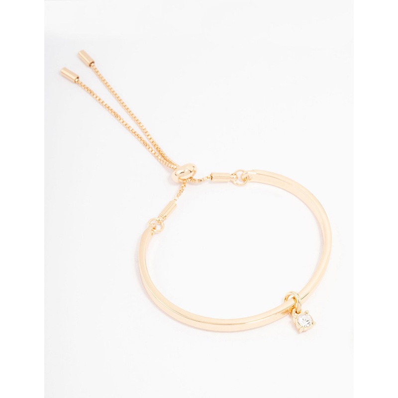 Gold Solitaire Crystal Toggle Bracelet