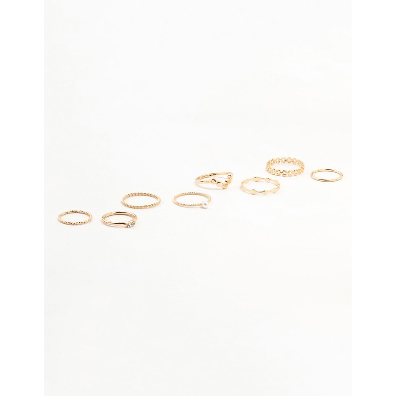 Gold Thin Mixed Stacking Rings