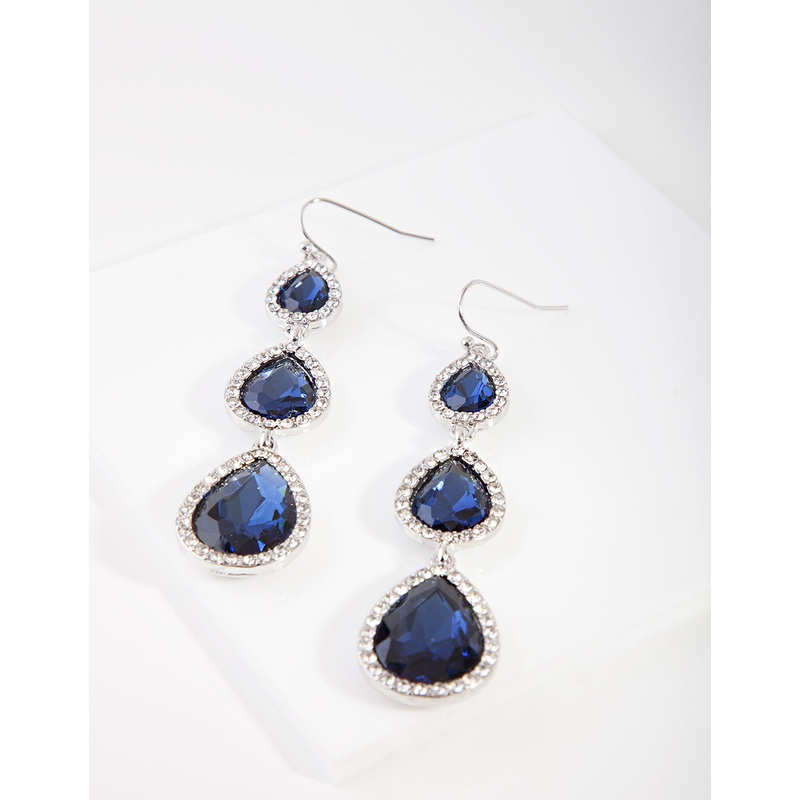 Silver Diamante Teardrop Earrings