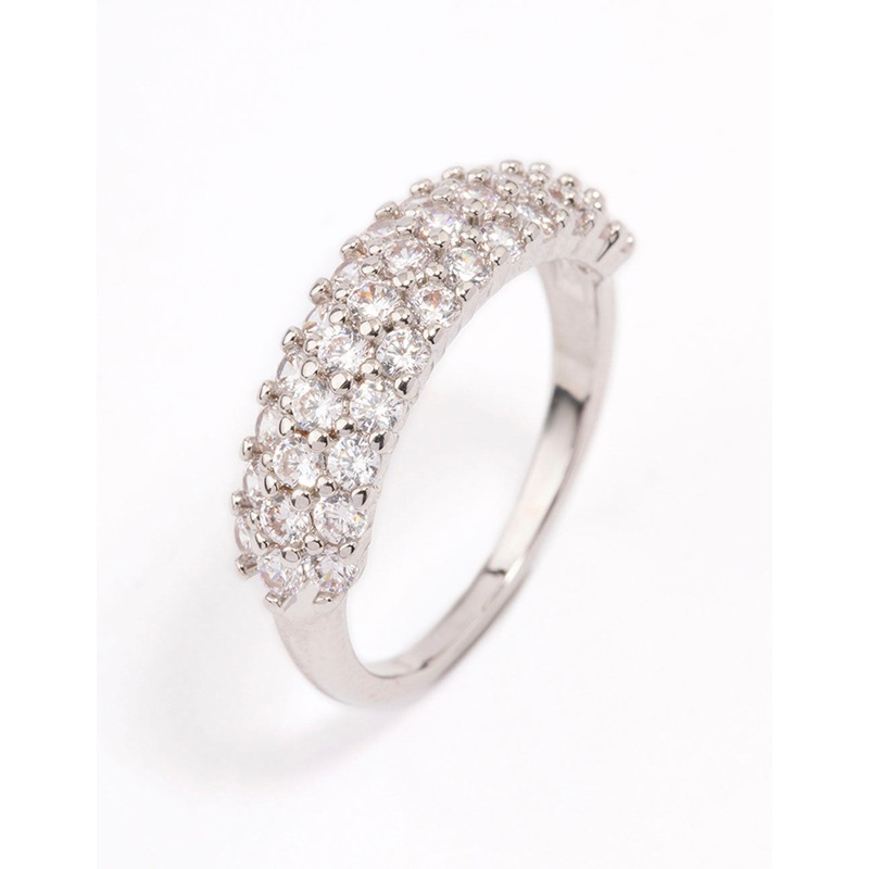 Silver Slim Cubic Zirconia Band Ring