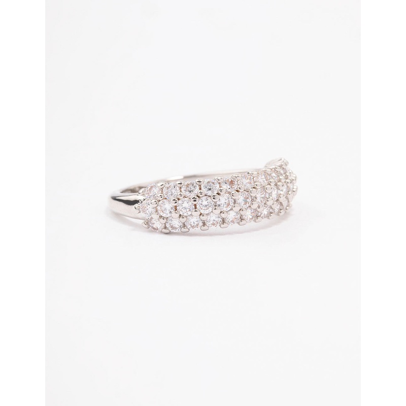 Silver Slim Cubic Zirconia Band Ring