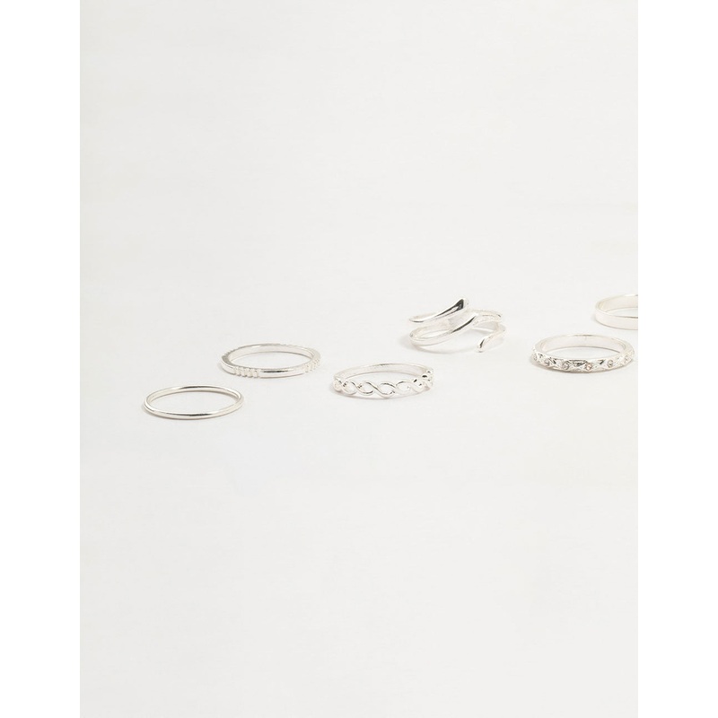 Silver Swirl Mixed Stacking Rings 8-Pack