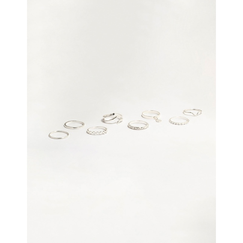 Silver Swirl Mixed Stacking Rings 8-Pack