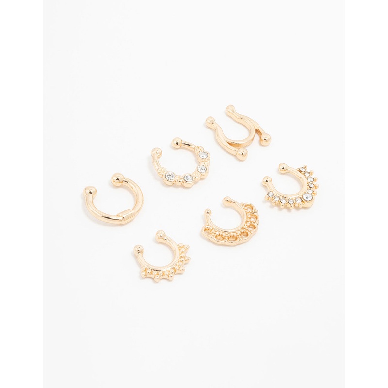 Gold Plated Faux Septum Rings 6-Pack
