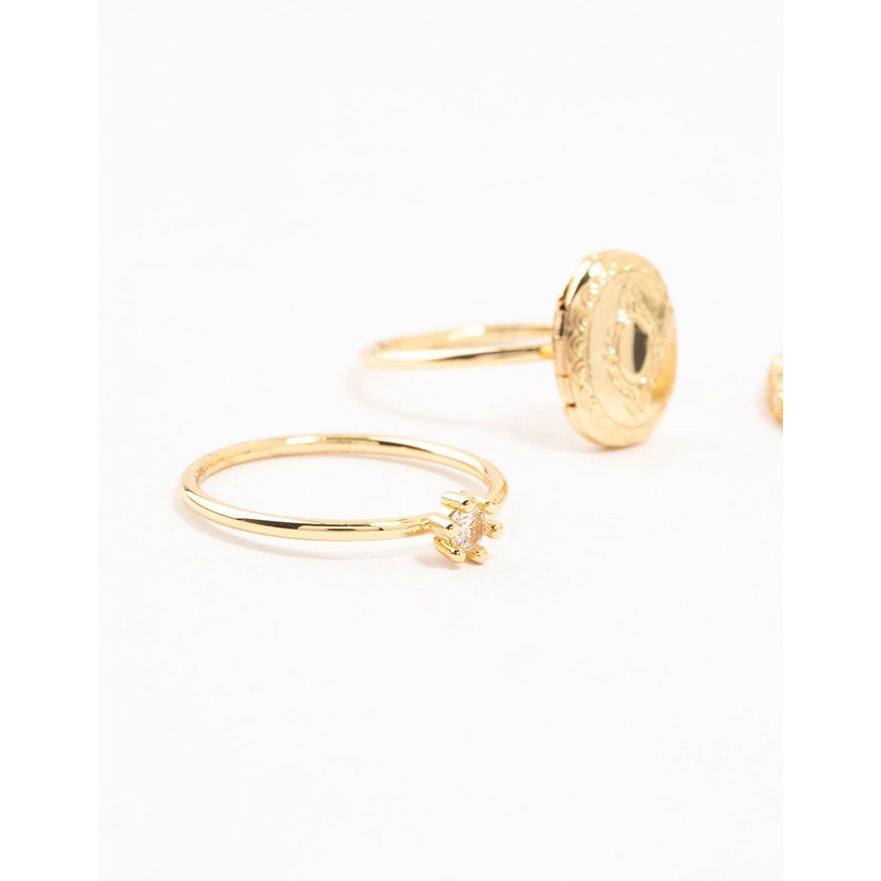 Gold Plated Locket Rings 3-Pack