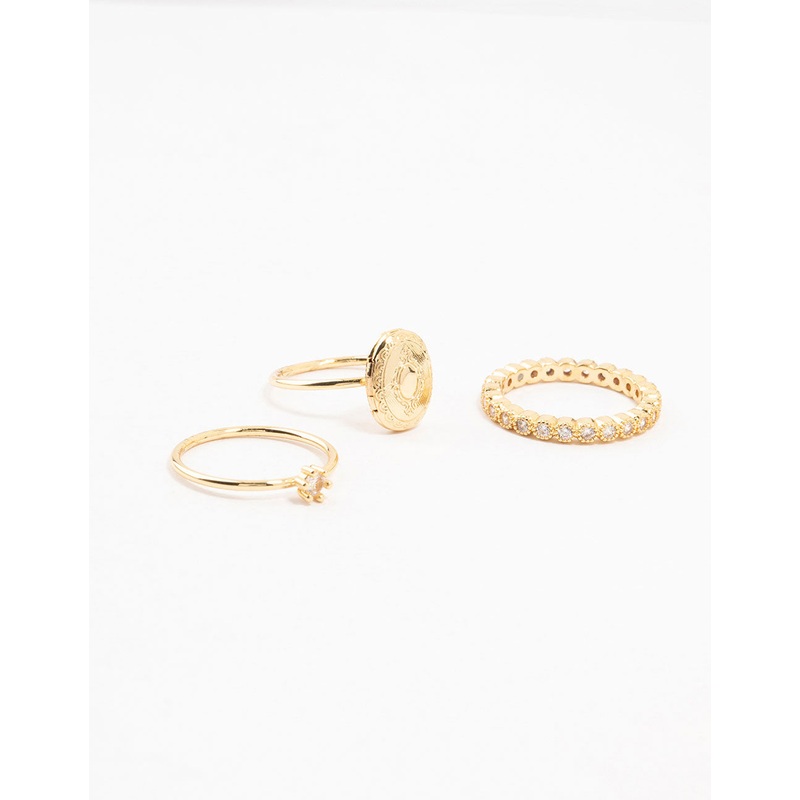 Gold Plated Locket Rings 3-Pack