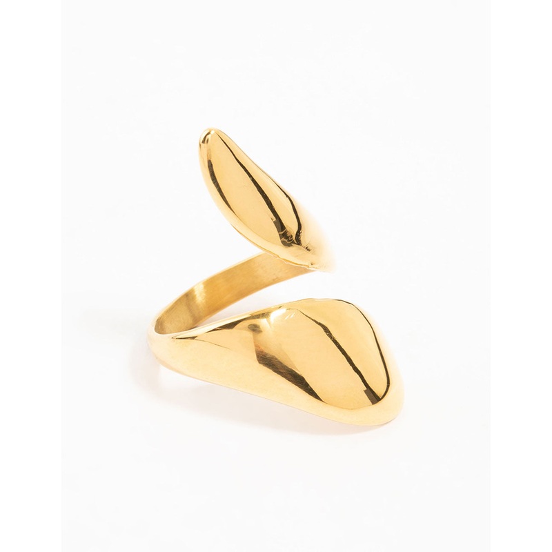 Waterproof Gold Plated Stainless Steel Elongated Wrapped Ring