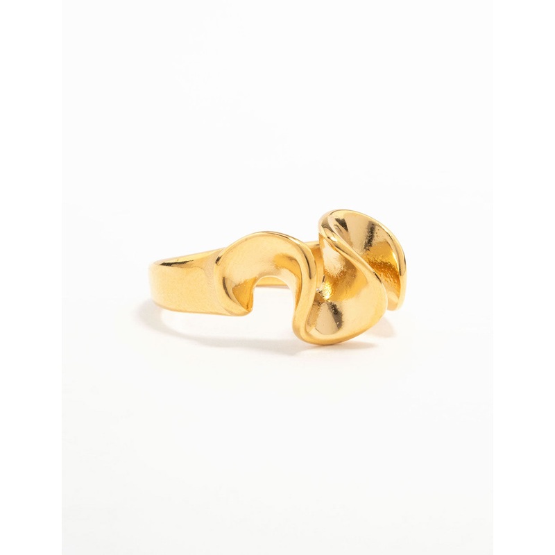 Waterproof Gold Plated Stainless Steel Layered Ribbon Ring