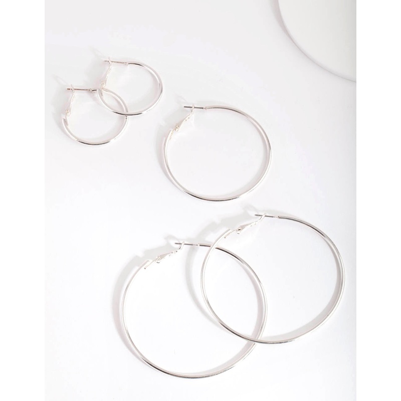 Silver Sleeper Round Hoop Trio