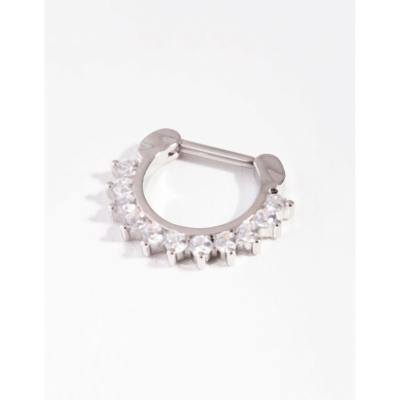 Surgical Steel Cubic Zirconia Marquise Drop Clicker Ring