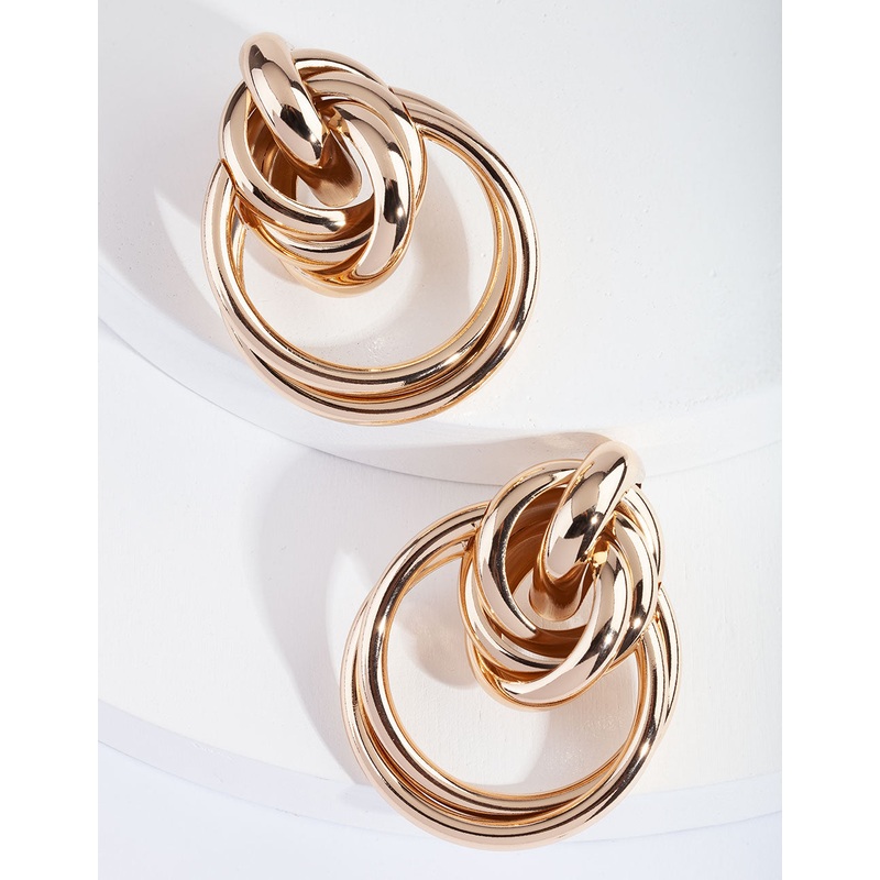 Gold Chunky Tubular Loop Earrings