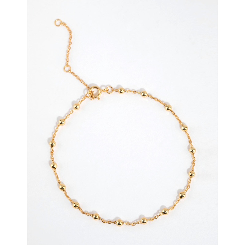 Gold Plated Sterling Silver Ball Chain Bracelet or Anklet