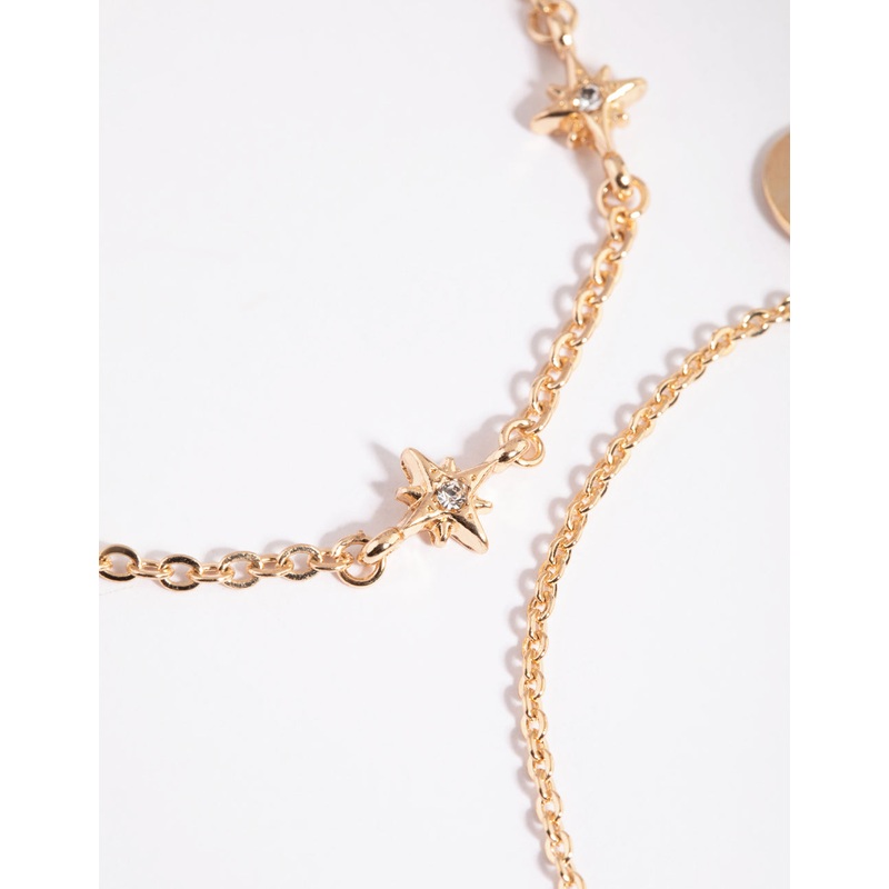 Gold Moon Charm Bracelet Set