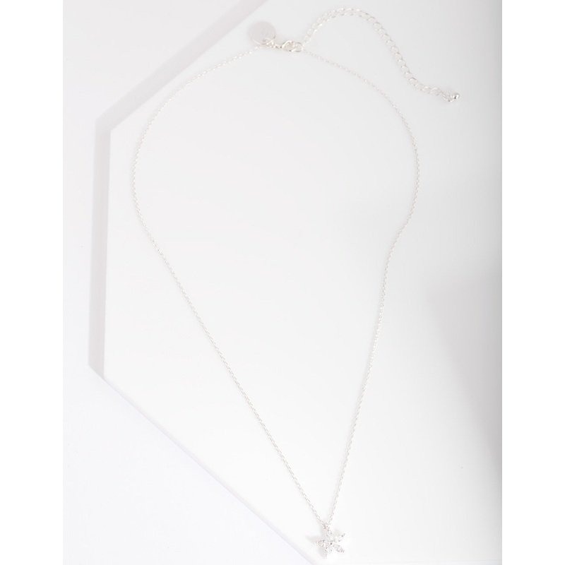 Silver Cubic Zirconia Flower Necklace