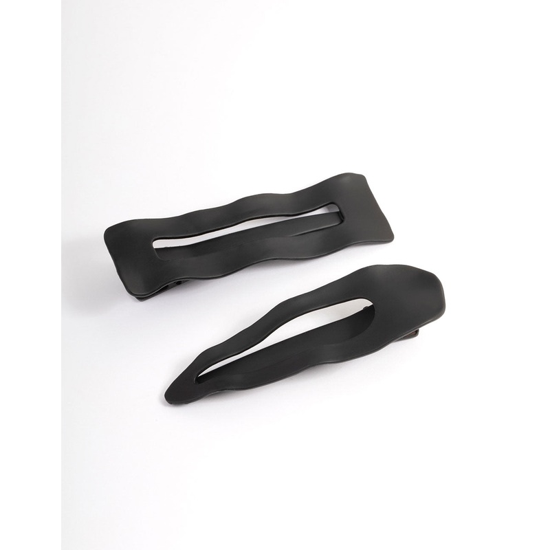 Coated Black Mixed Hair Clips Pack