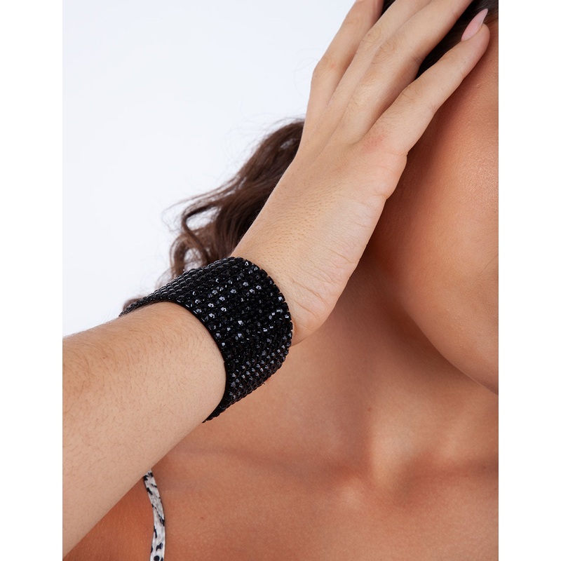 Black Multi Diamante Stretch Bracelet