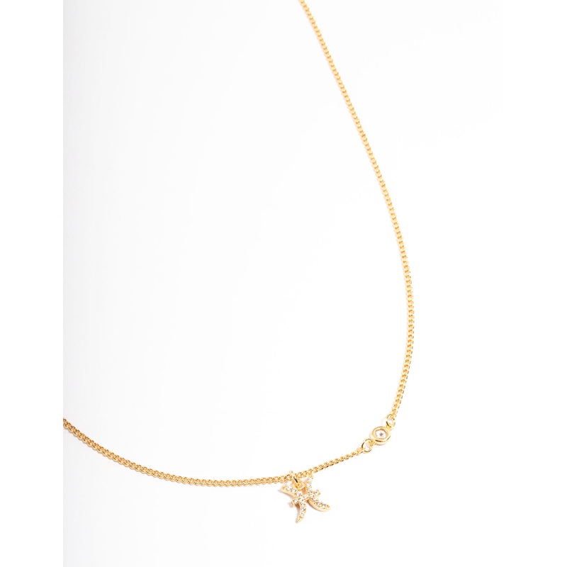 Gold Plated Pisces Necklace with Cubic Zirconia Pendant