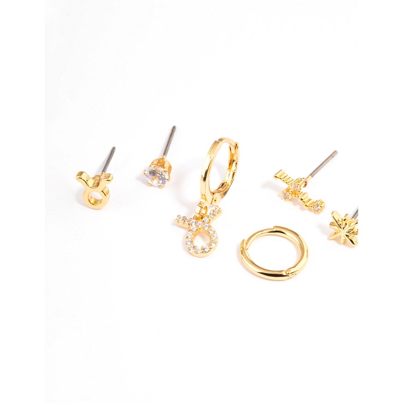 Gold Plated Taurus Star Sign Ear Stackers