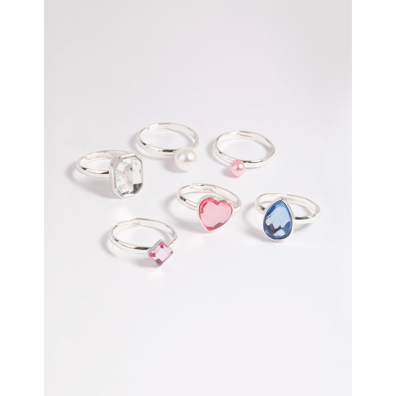 Kids Pearl & Gem Ring 6-Pack