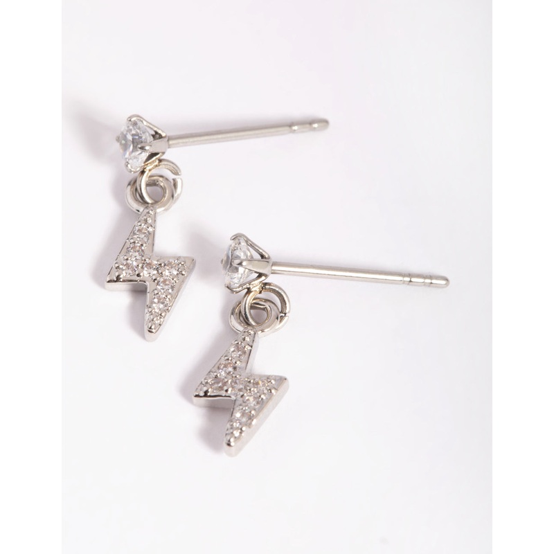 Surgical Steel Cubic Zirconia Bolt Stud Earrings