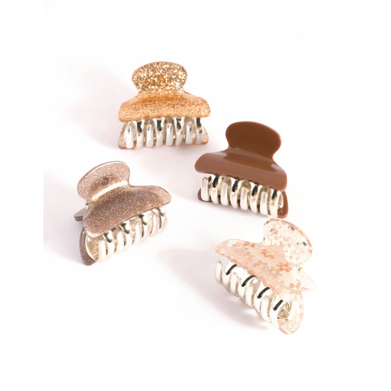 Brown Acrylic 4cm Glitter Claw 4-Pack