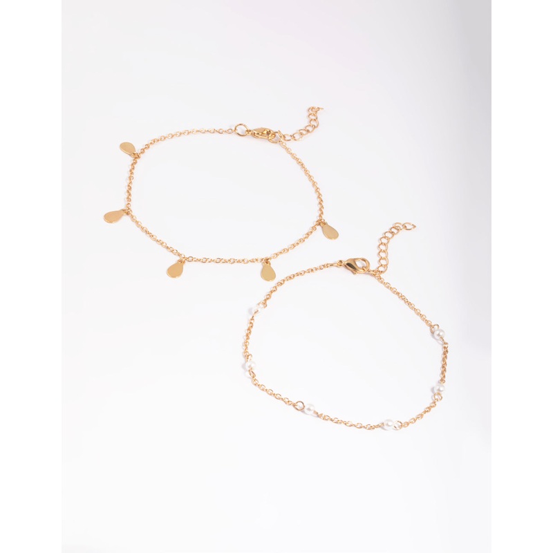 Gold Pearl & Pear Anklet