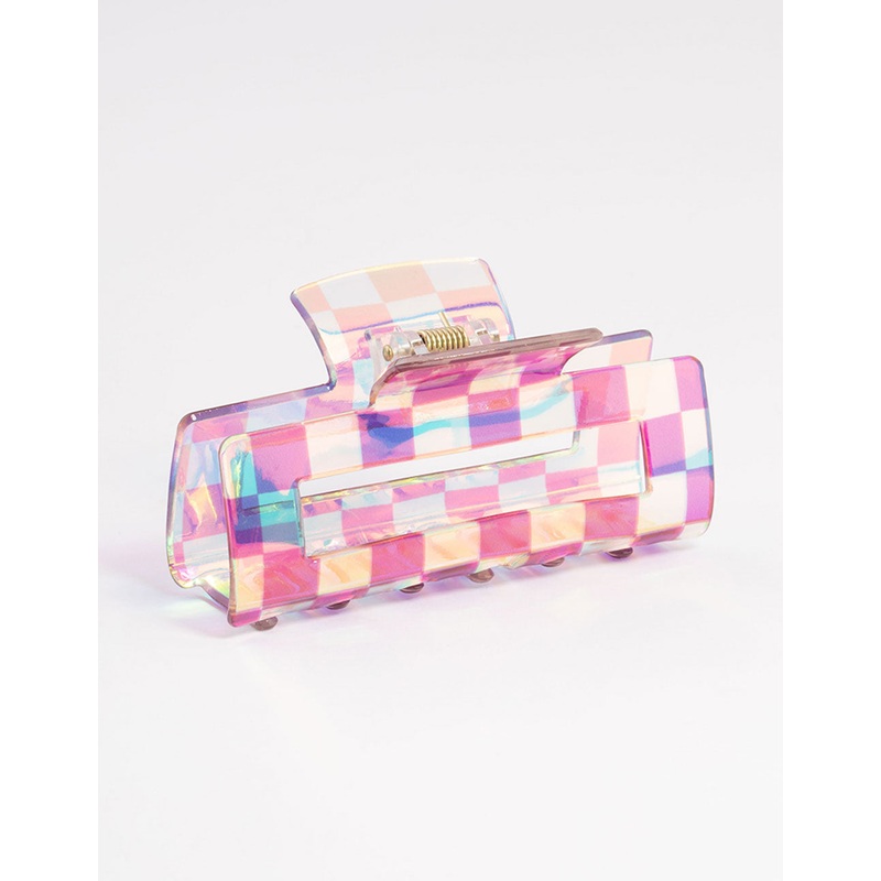 Purple Checkered Claw Clip