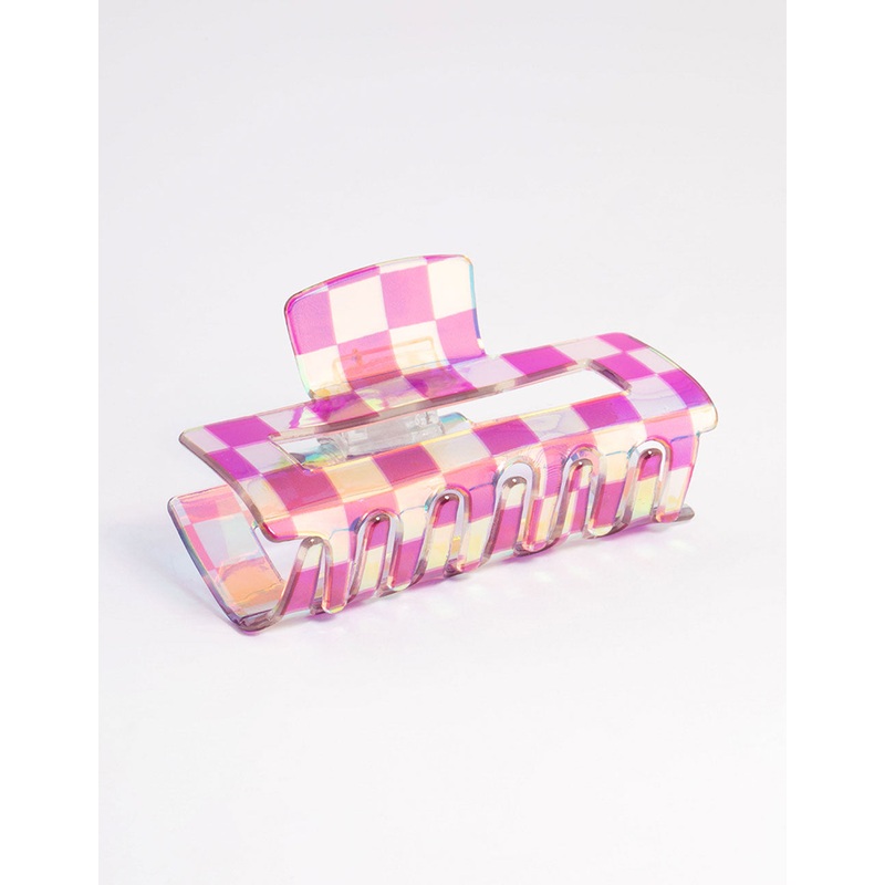 Purple Checkered Claw Clip