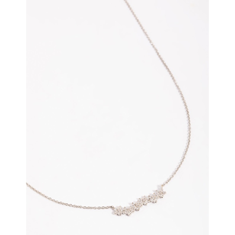 Silver Flower Cluster Crawler Necklace