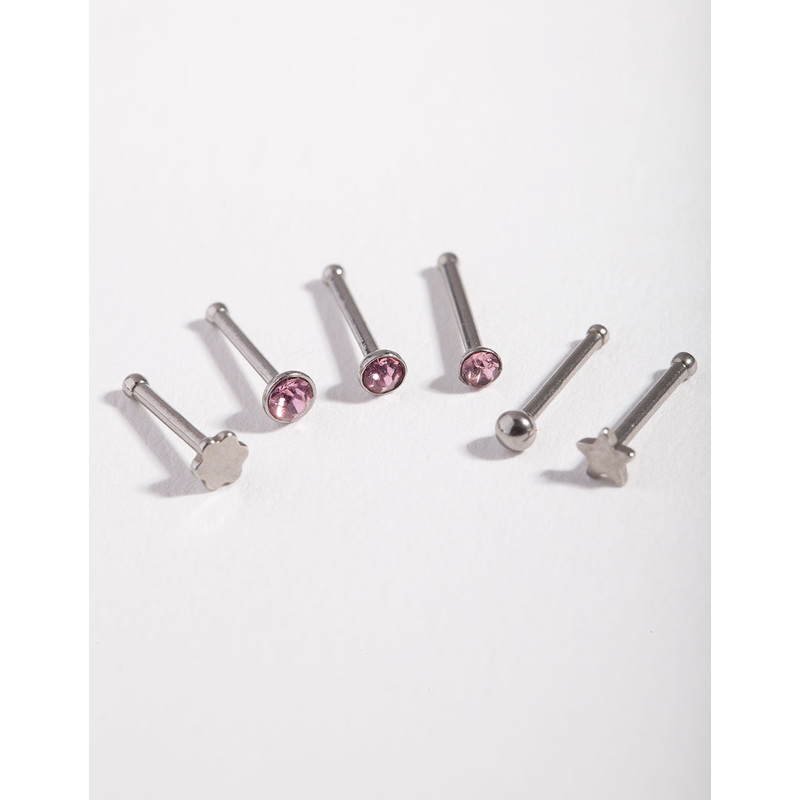 Surgical Steel Graduated Star Nose Stud 6-Pack
