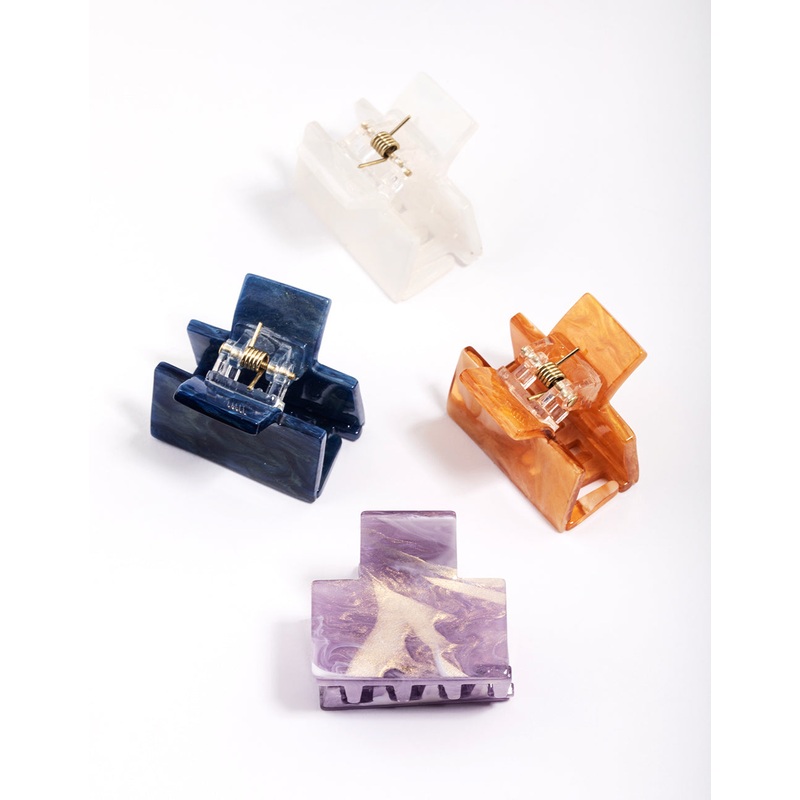 Acrylic Mini Rectangle Claw Clip 4-Pack
