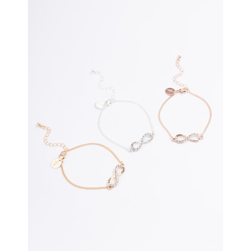 Mixed Metal Best Friends Infinity Bracelet Pack