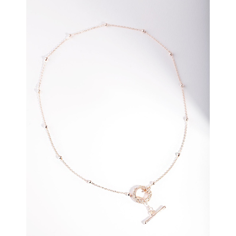 Rose Gold Ball Chain Bar Necklace