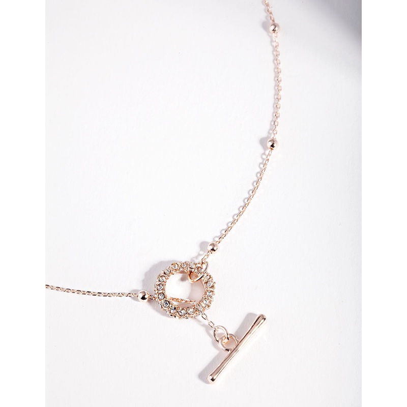 Rose Gold Ball Chain Bar Necklace